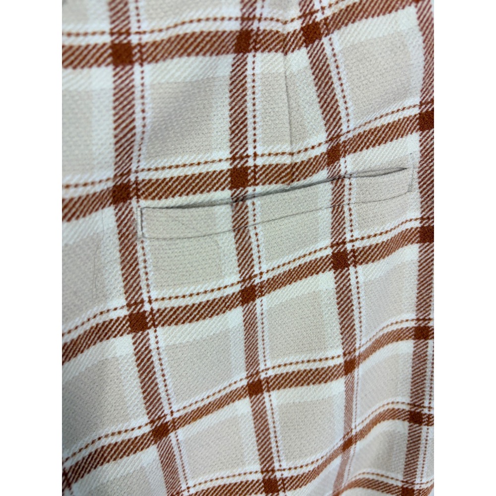 Aritzia Wilfred Trousers Womens 0 Tan Brown Plaid Pleated Wide Leg Pants - Picture 15 of 15